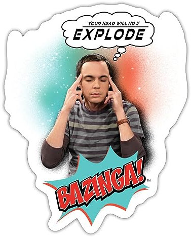 Spreadshirt The Big Bang Theory Sheldon Head Will Explode Sticker Aufkleber, 10 x 10 cm, Mattweiß