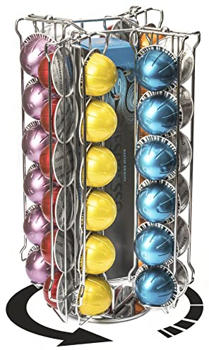 Cobb Industries® - Poseidon CH0019 - Porta Capsule Dispenser Espositore Rotante per 58 capsule Nespresso Vertuo Acciaio Cromato