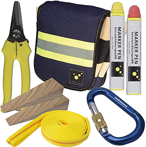 Vorteilspreis-Bundle Master Holster von Feuerwehrstore | Feuerwehr Einsatz-Holster inkl. Füllung | professionell Rettungs-schere Holzkeil Karabiner-haken Bandschlinge Markier-Stift Reflex-streifen