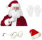 TANTAKO 5 Stück Nikolaus Perücke Set, Weihnachtsmann Perücke+Bart+Handschuhe+Mütze+Brille für Weihnachtsfeier Kostüm