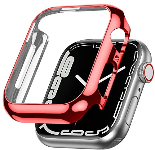 Miimall Funda compatible con Apple Watch Series 8/Series 7 de 41 mm, carcasa protectora de marco de policarbonato duro ultrafina para Apple Watch Series 8/Series 7-Rojo