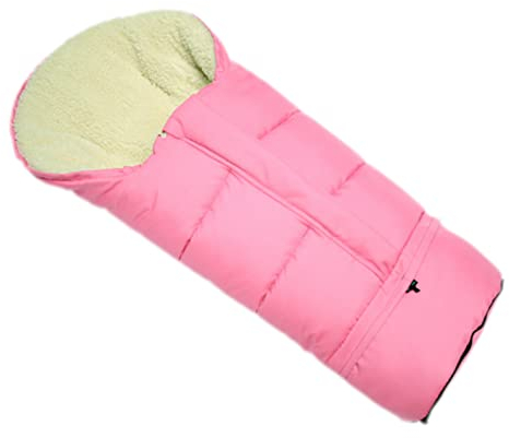BambiniWelt by Rafael K. Winterfußsack – universaler Fußsack für Kinderwagen, Buggy & Schlitten in Mumienform – Lammwolle, größenverstellbar (90–110 cm), warm, waschbar & windabweisend (rosa)