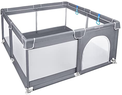 HENGMEI Baby Laufgitter Laufstall Absperrgitter 127x127cm Aktivitätszentrum mit Rutschfester Basis, atmungsaktivem Netz Sicherheitsspielplatz (127 X 127cm)