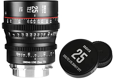 MEKE 25 mm T2.1 Super 35 Prime Manueller Fokus Kino-Objektiv für PL-Mount Cine Kamera, kompatibel mit C700 PL, ARRI Amira, Alexa Mini usw.