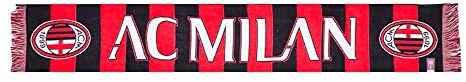 AC Milan Offizieller Schal, gestreift, Grafik, Jacquard-Strick, Acryl, Rot, Schwarz, Einheitsgröße