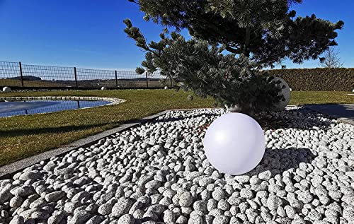 Trango 1er Set SO-003 IP44 LED-Solarleuchte in 30cm Durchmesser Weiß matt mit 3000K warmweiß LED & RGB Farbwechsel LED *SNOWY*