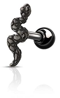 BlackAmazement Helix Tragus Piercing Ohr Ohrring Schlange Snake Gold Silber Gothic Biker Herren Damen