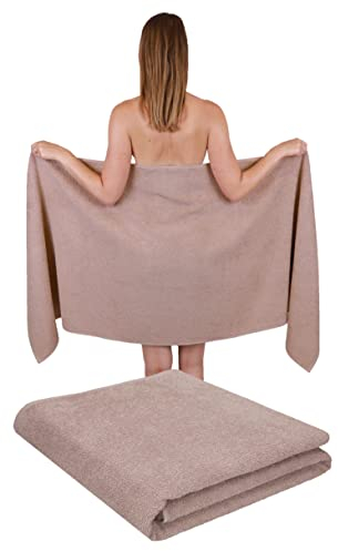 Betz 2 Stück Saunatuch 100% Baumwolle Cappuccino 70x200 cm Berlin XXL Saunatücher Sauna Handtuch Weich Groß Frottee Badetuch Farbe Cappuccino