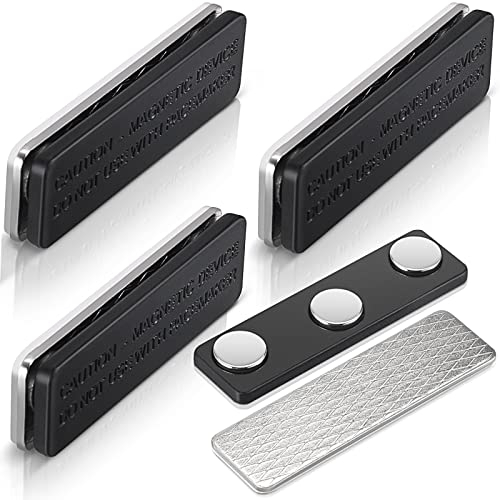 4 Stück Namensschild Magnete Magnet Ausweishalter Ausweishalter Prospekthalter Clips mit drei hochfesten Neodym Magneten und Klebeband geeignet zum Aufkleben von Postern oder Bildern usw