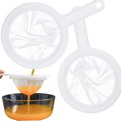 Colander Plastic Sieve 2 Pcs Fine Mesh Sieve with Muslin Cloths for Cooking, Cheese Cloths for Straining, Coffee, Tea, Juice, Milk, Honey, Fried Food Etc (100Mesh,200Mesh)