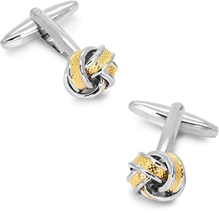 Manschettenknöpfe Gold Silber Knoten zweifarbig Hemd Manschettenknopf elegant edel Premium Qualität, Silberfarben / goldfarben, 2