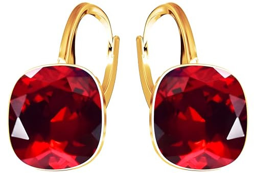 Ohrringe 925 Silber Österreichische Zirkonia - 24 karat Vergoltet Schmuck für Frauen und Mädchen - Hängeohrringe Ideal für Geschenke für Fraue (Siam)
