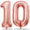 Lingqiang Rose Gold Number 10 Balloons for 10th Birthday Decorations, 40 Inch Rose Gold Helium Mylar Foil Number 1 & 0 Balloons for Girls, 10th Birthday Balloons for Women Anniversary Party Supplies