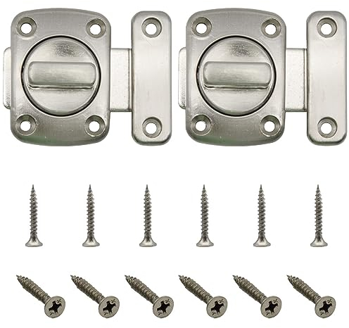 Yosawo 2 Stück Türriegel Latch Drehbolzen Türschloss Torschlösser Sicherheitstürschieberschloss mit Schrauben für Badezimmertür Schranktür(Silber/S)