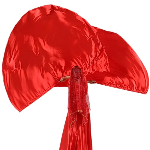 Wuchieal 188 x 139,7 cm große, weiche halbrunde Anbetungsflaggen, Satin, halbrund, Banner, Lobflagge mit skalierbaren Stäben, 1 Paar (rot)