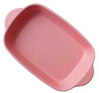 BESTonZON 1pezzi Teglia da Forno Ceramica Rosa Pirofila Resistente alle Alte Temperature per Forno Microonde e Cottura di Pizza Lasagna e Verdure Pratica e Facile da Trasportare Lavabile