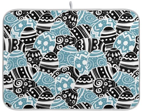 Abtropfmatte mit Ostereiern, Schwarz, Blau, Größe XL, 45,7 x 61 cm