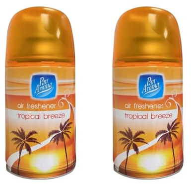 2 x 250ml Air Freshener Refill Tropical Breeze Long Lasting Fragrance Rids Bad Oudurs