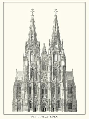 AGDeko® Blechschild 40x30 cm Zeichnung der Dom zu Köln Kölner Dom zum Aufhängen oder Stellen Raum Dekoration