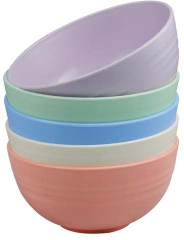 MytaYt 5 Stück Plastik Schüssel Set 750ml Müsli Schüssel 15cm Leicht Plastik Schüssel Unzerbrechliche Müslischalen Für Suppen Nudeln Salat Obst Snack