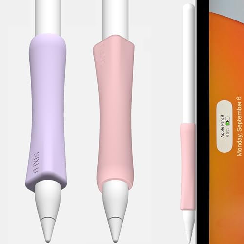 2 Pack SIXFU Grip Case Cover Designed for Apple Pencil 2nd Generation/Apple Pen USB-C Grip, Support Magnetic Charging Accessories for iPad Pencil Stylus Pen(Pink, Purple)