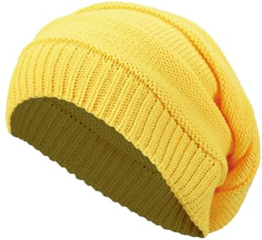 Damen Beanie Strick Wintermütze Gelb