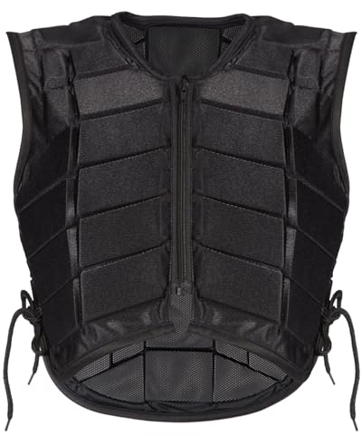 Frdhee Kinder Reitweste, Rückenprotektor Reiten Reiten Sicherheitsweste Eva Gepolsterte Schutzweste Reiten Weste Reitensport Körperschutz rückenprotektor Schwarz reiten für Jungen Mädchen Kinder, M