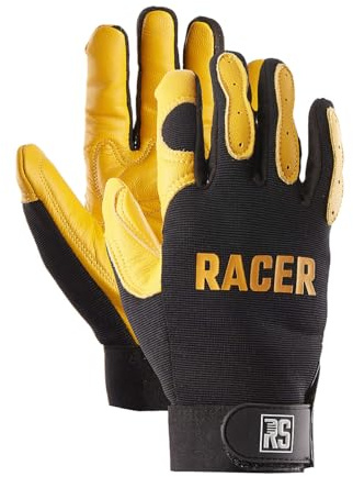 RS RACER MontageHandschuhe aus Schweineleder/Größe 10, 1 Paar/Gelb Schwarz/Typ Mechanics/Arbeitshandschuhe Leder/Lederhandschuhe Schutzhandschuhe/mit Klettverschluss
