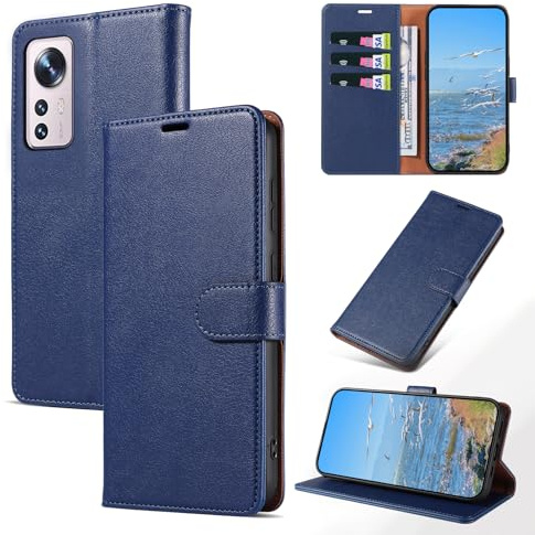 KKEIKO Cover per Xiaomi 12 Lite, Antiurto Custodia in PU Pelle con Slot per Porta Carte, Magnetico Protettiva Cover per Xiaomi 12 Lite, Blu