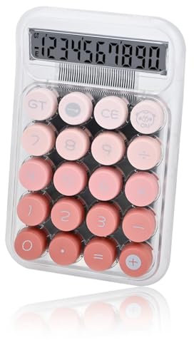 Valtiner Calcolatrice da tavolo carina, meccanica con grande display LCD, semplice calcolatrice da scrivania di base per forniture per ufficio aziendale, pulsanti grandi a 10 cifre (rosa)