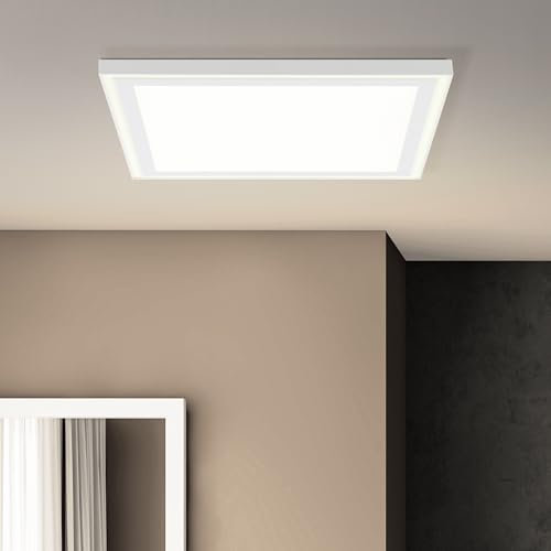 Lightbox LED Aufbaupaneel mit CCT Frame Light (2700-6500 K) & Memory Funktion - dimmbar per Fernbedienung - besonders flaches Wand- & Deckenpanel - 40x40 cm - 2400 lm- aus Metall/Kunststoff - in Weiß