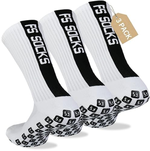 FS FOOTBALL SOCKS-Fußballsocken 3 Paar rutschfeste Sport-Fußballsocken, 39-46 Erwachsener Grip Socken Fussball Herren Damen für Basketball Laufen Radfahren Tennis Marathon