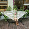 GOCAN Doppelhängematte 2 Person Large 220x150cm mit Stahlständer und Abnehmbarer Spreizstange Last 500lb, Leinwand Baumwollhängematten für Patio Veranda Garten Hinterhof Outdoor und Indoor,Beige