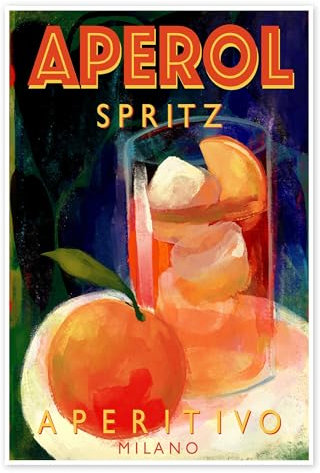 Aperol Spritz Aperitivo, Milano Poster von ATELIER M 90 x 130 cm Orange Essen & Trinken Wanddeko