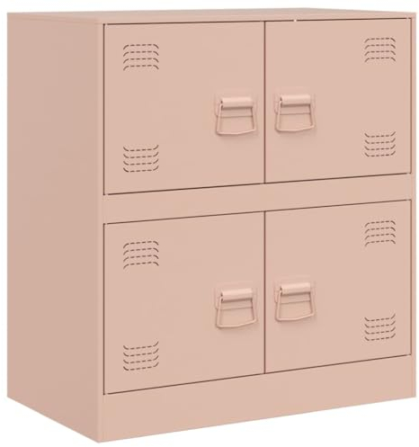 vidaXL Sideboard, Kommode Anrichte für Wohnzimmer, Metallschrank Schrank mit Stauraum, Beistellschrank Mehrzweckschrank, Rosa Stahl