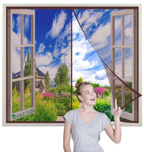 Zanzariera Magnetica per Porta Finestra Marrone 70x60cm Zanzariere su Misura Chiudi Automaticamente con Zanzariera a calamita per Porte d'IngressoPorte Cortili
