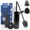 DITI - Klobürste Edelstah Silikon Toilettenbürste - WC Bürste & Halter Runde mit Deckel, 2 Bürstenköpf, Spritzschutz - Antibakterielle & Rostfreie WC Bürstengarnitur - Design Toilet Brush (Schwarz)