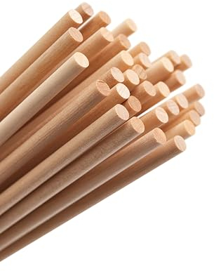 Mendi 50 baguettes en bois rondes 6 mm x 35 cm