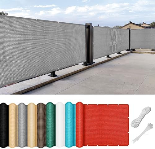 Brise Vue Balcon 45 x 600 cm UV Résistant Respirant Toile de Balcon Brise Vue Jardin avec Attaches de Câble et Cordons pour Balcon et Clôture Porches, Gris Clair