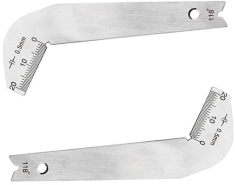 Hoement 1 Stück 118 Bohrlehre Bohrschablone Lehre Bohrspitzenwinkellehre Bohren Bohrerschleiflehre Bohrmittellehre 118-Grad-Bohrer Schweißbohrer Messbohrer Edelstahlbohrer Silver