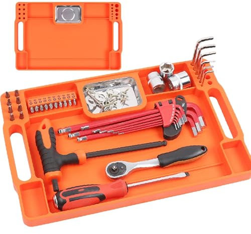 Silicone tool Mat | Magnetic Storage | Multipurpose Mechanical Tray, Segmented Organizer for Repair