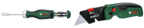 Bosch Tournevis à cliquet à couple élevé avec 12 embouts + Cutter pliant