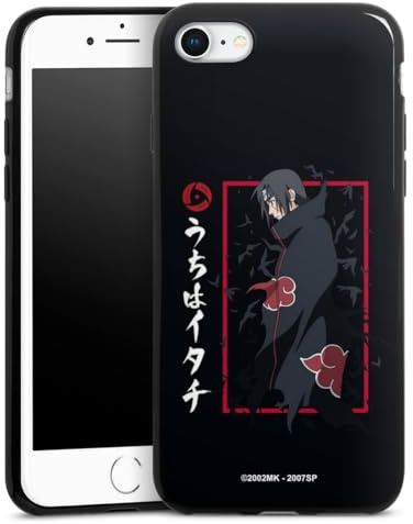Slim Case extra dünn kompatibel mit Apple iPhone 7 Silikon Handyhülle schwarz Hülle Itachi Uchiha Offizielles Lizenzprodukt Naruto Shippuden