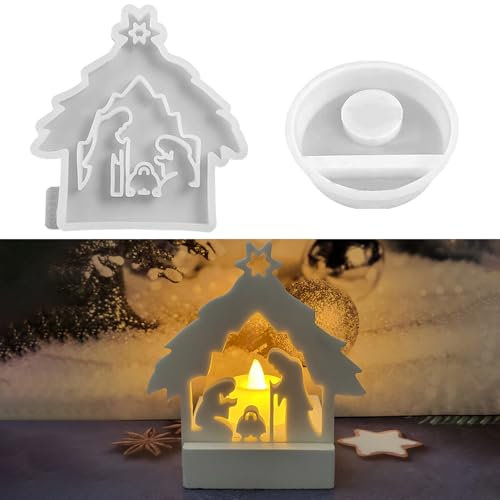 HIQE-FL Silikonformen Gießformen,Krippe Silikon Gießform,Krippe Set Giessformen zum Gießen,GießFormen Silikon,Krippenfiguren Gießform,Weihnachten Silikonform,für Weihnachten Diy Handwerk,Kerzen,Gips