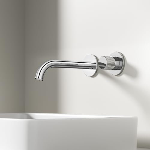 EMKE Mitigeur Lavabo Encastré, Chromé, Mitigeur 2 Trous avec Aérateur, Mitigeur de Salle de Bain Encastré, Mélangeur à Levier Unique, 281x140x65 mm