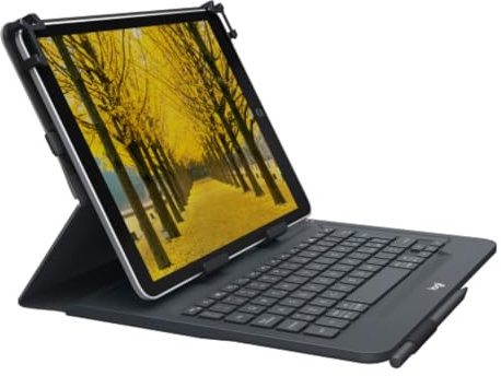 Logitech Universal Folio | Tablet Case - für 9 bis 10 Zoll Tablets | Kabelloser Bluetooth Tastatur | für Apple - Android - Windows | in Italienisch QWERTY-Layout - schwarz [Bulk]