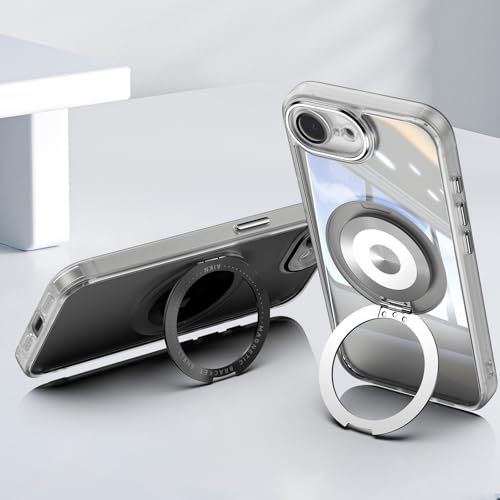 ZQYFCDZ Case for iPhone 16e/17e 5G - Camera Protection, Soft TPU Silicone Material, 360° Rotating Stand, Shockproof and Scratch-Resistant, Transparent