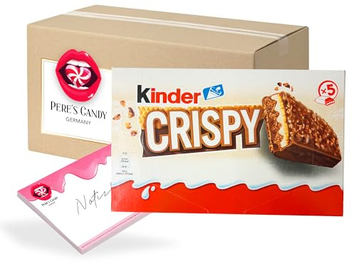 Pere's Candy Bundle für 170 g(5 x 34g) Kinder Crispy Riegel T5 knusprige Schokolade + Pere's Candy Notepad DIN A7-25 Blatt