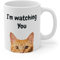Funny Cat Coffee Mug, I'm Watching You, Orange Tabby
