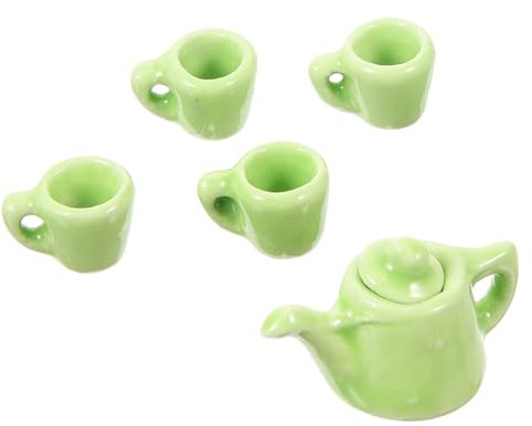 BESTonZON 1 Satz Satz klein Fälschung teeservice The Craft Kreatives Teeservice Miniatursachen für Puppen Miniaturutensilien Teezubehör Keramik Light Green